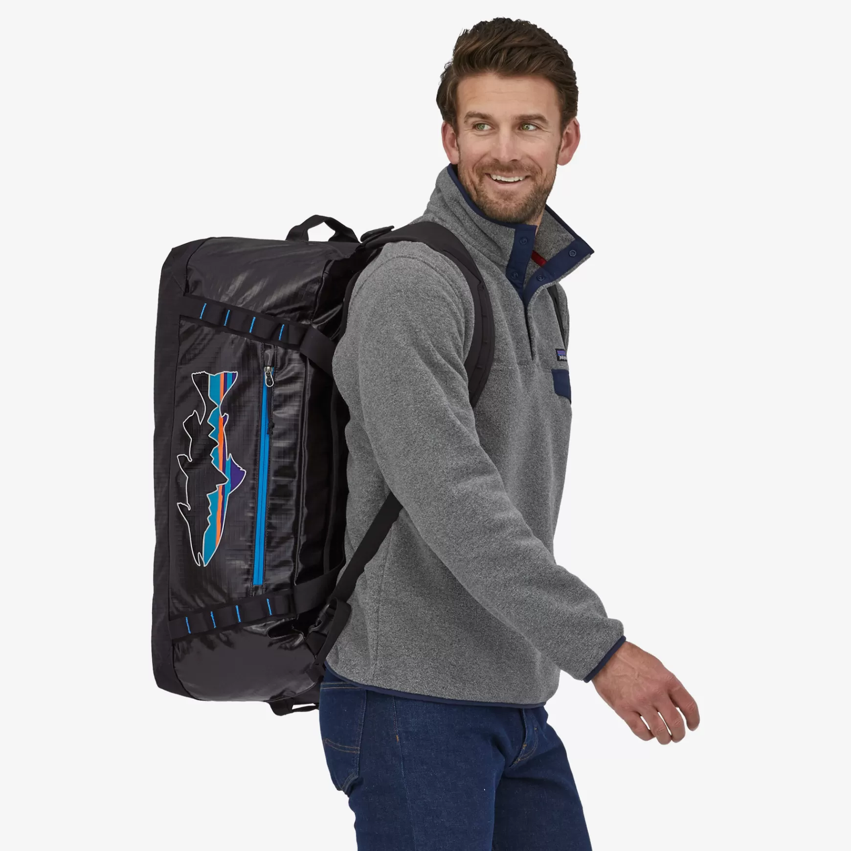 Patagonia Black Hole Duffel Bag 55L Black W/Fitz Trout Flash Sale