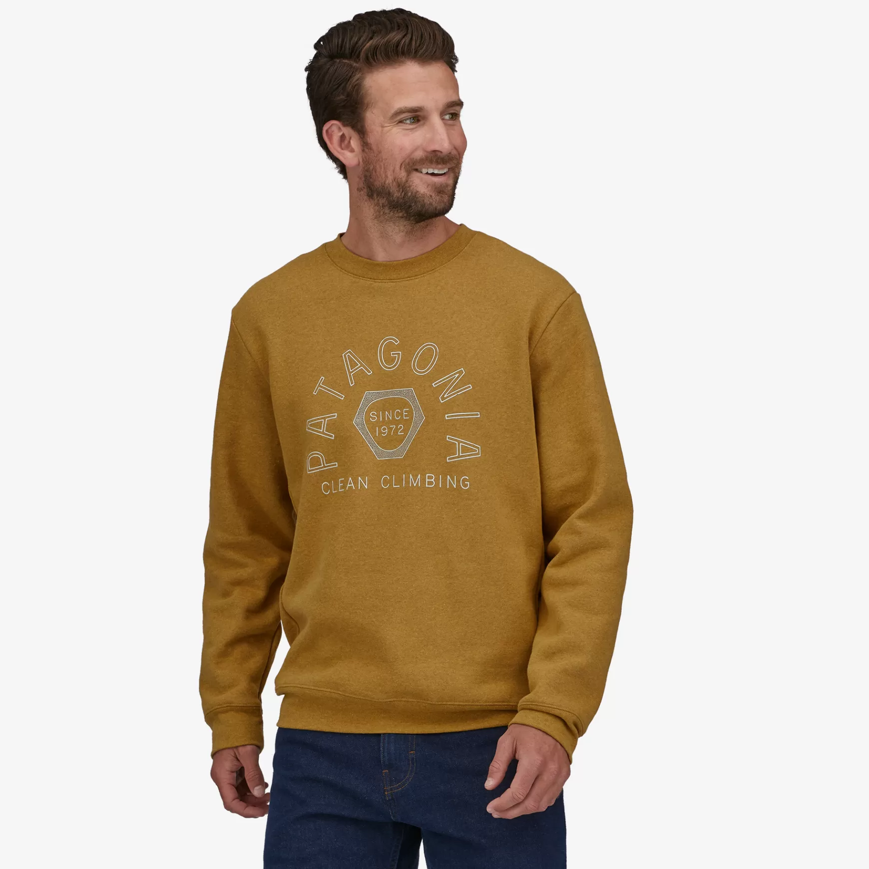 Patagonia Clean Climb Hex Uprisal Crew Sweatshirt Cabin Gold Best Sale