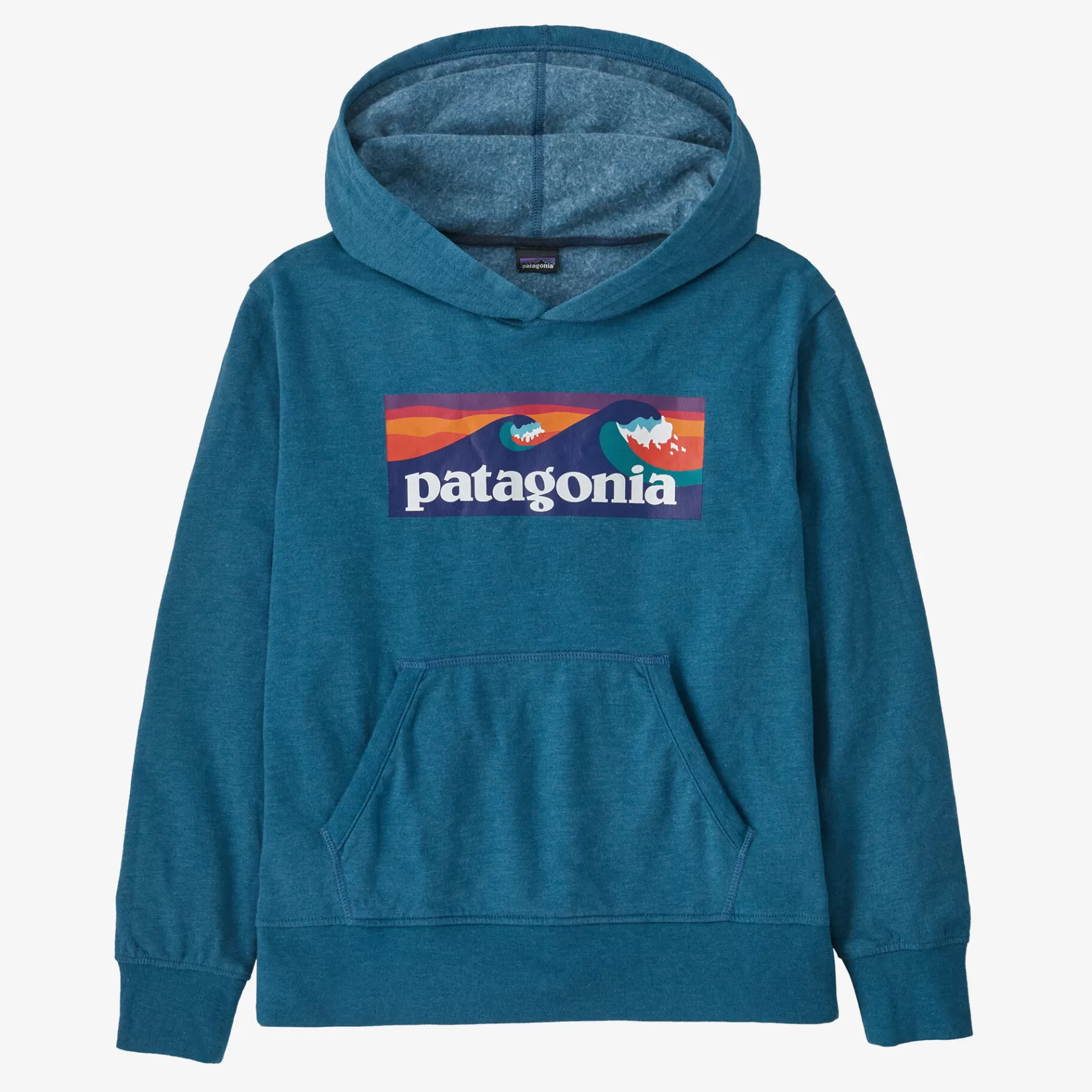 Patagonia Kids' Lightweight Graphic Hoody Sweatshirt Boardshort Logo: Wavy Blue New