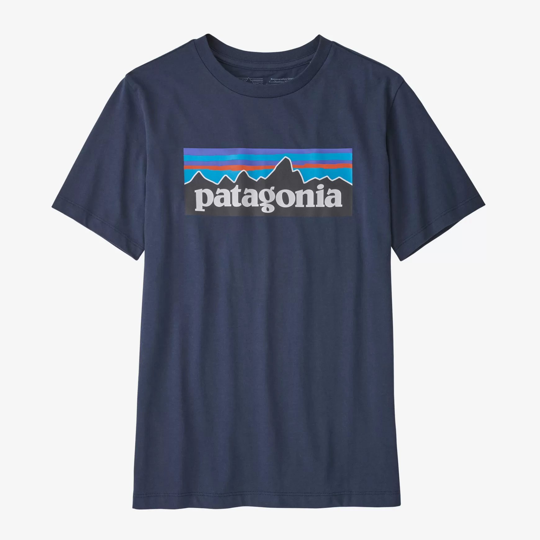 Patagonia Kids' Regenerative Organic Certified™ Cotton P-6 Logo T-Shirt New Navy Outlet