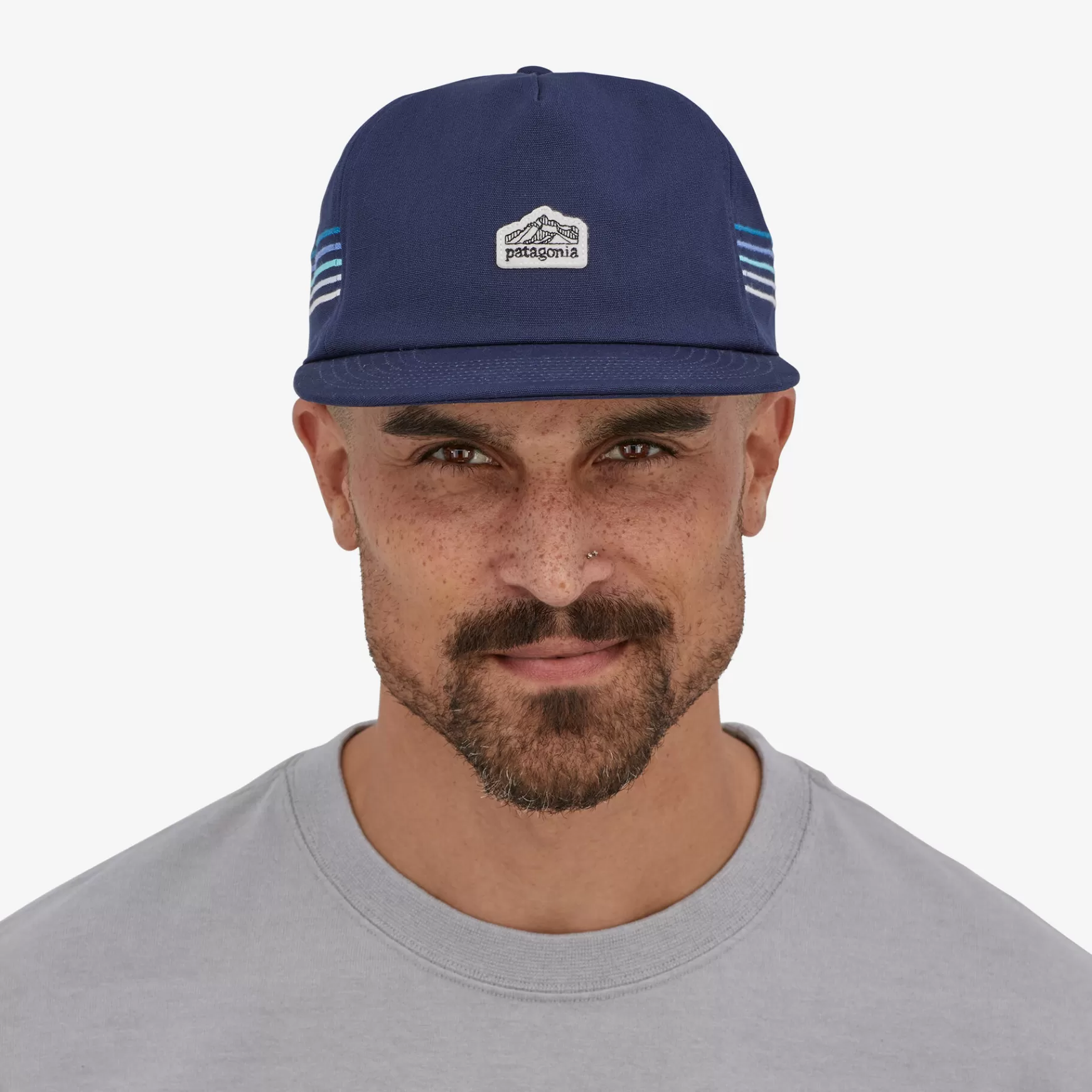 Patagonia Line Logo Ridge Stripe Funfarer Cap Superior Blue Discount