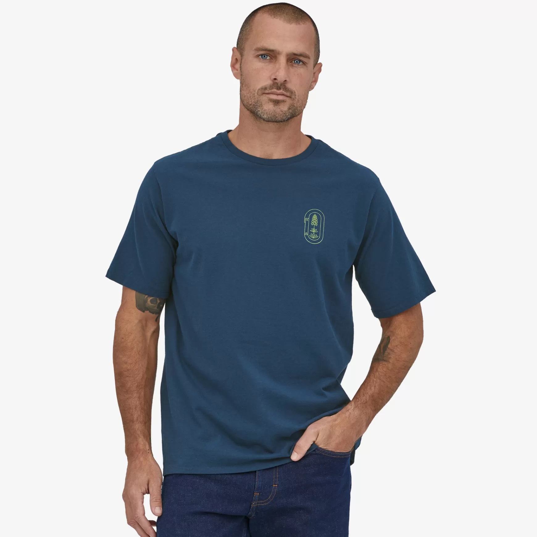 Patagonia Men'S Clean Climb Trade Responsibili-Tee Clean Climb Bloom: Tidepool Blue Hot