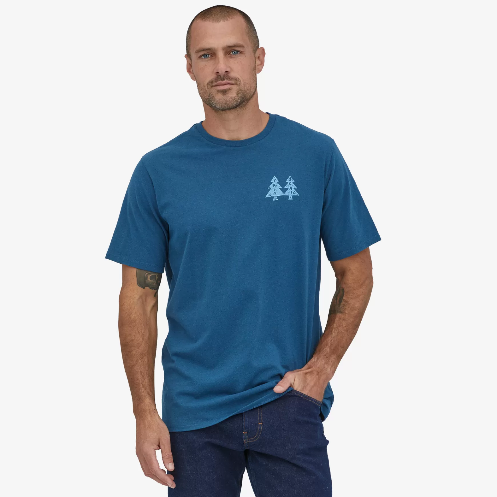 Patagonia Men'S How To Change Responsibili-Tee® Wavy Blue Hot