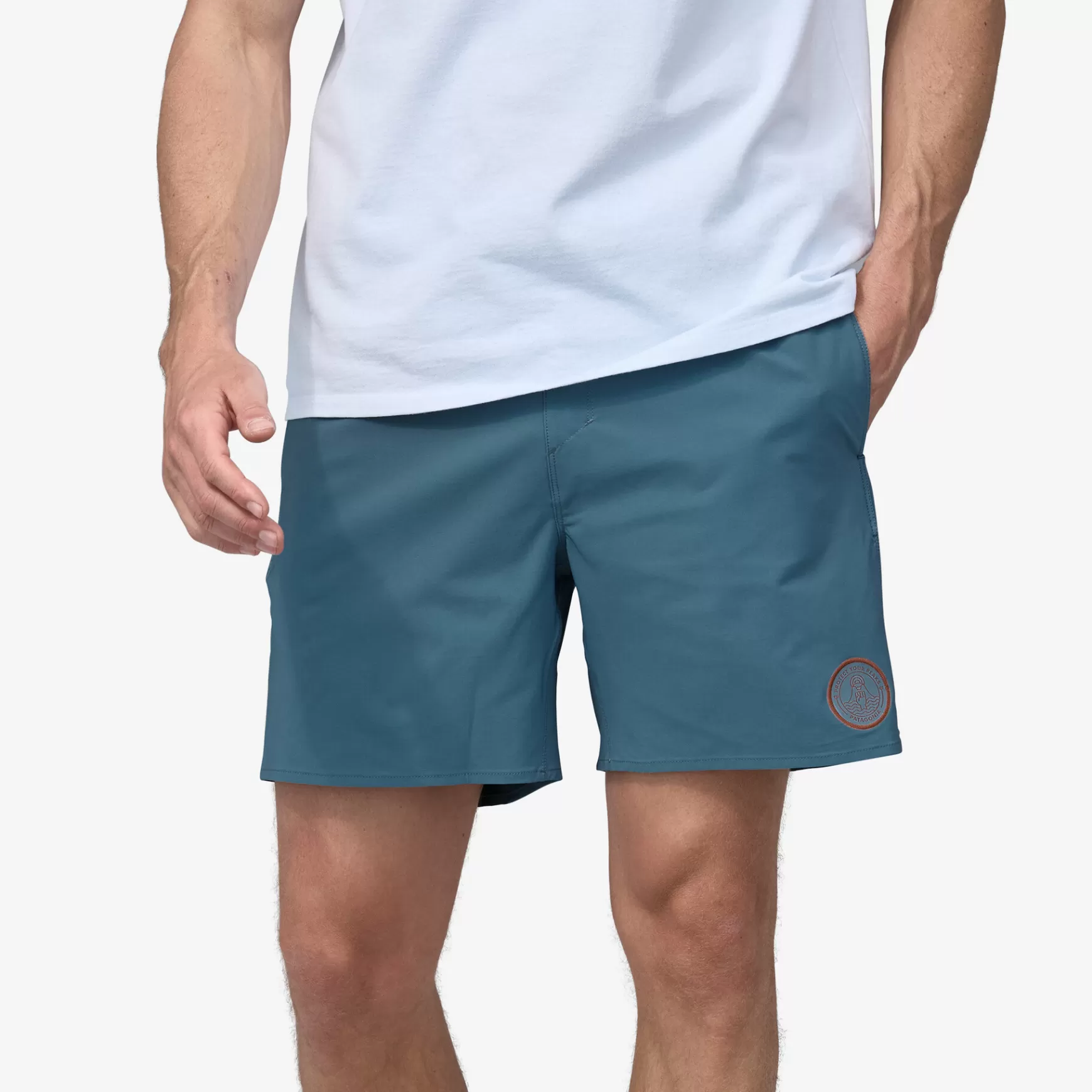 Patagonia Men'S Hydropeak Volley Shorts-16" Peak Protector Badge: Pigeon Blue Shop