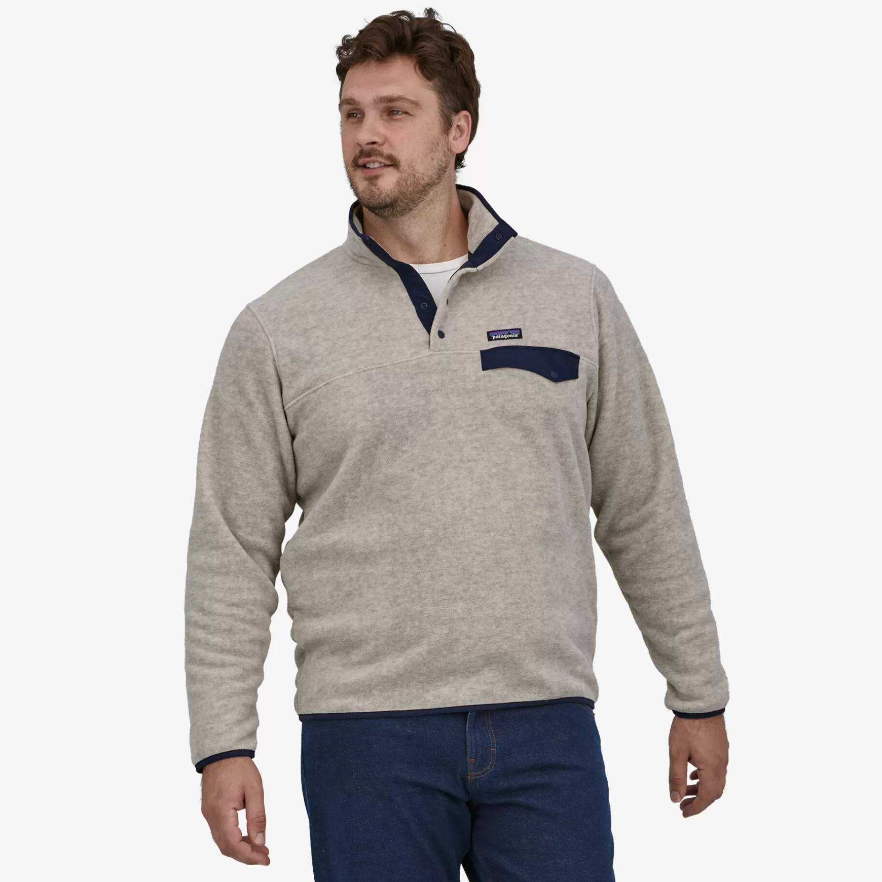 Patagonia Men'S Lightweight Synchilla® Snap-T® Fleece Pullover Oatmeal Heather Clearance