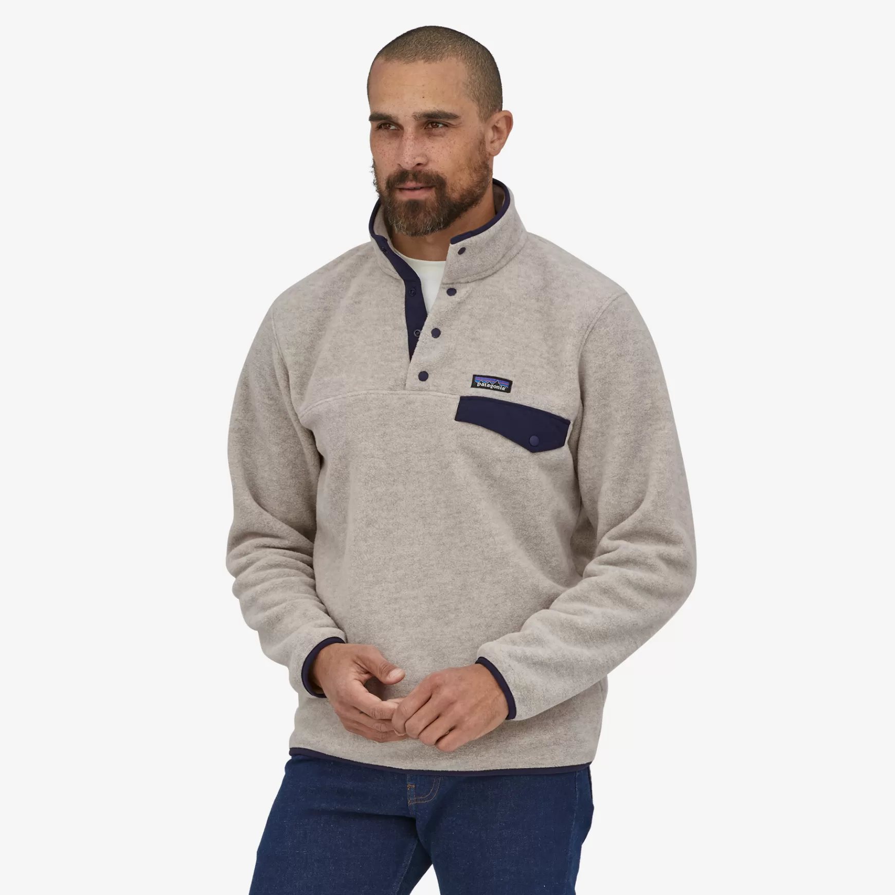 Patagonia Men'S Lightweight Synchilla® Snap-T® Fleece Pullover Oatmeal Heather Clearance