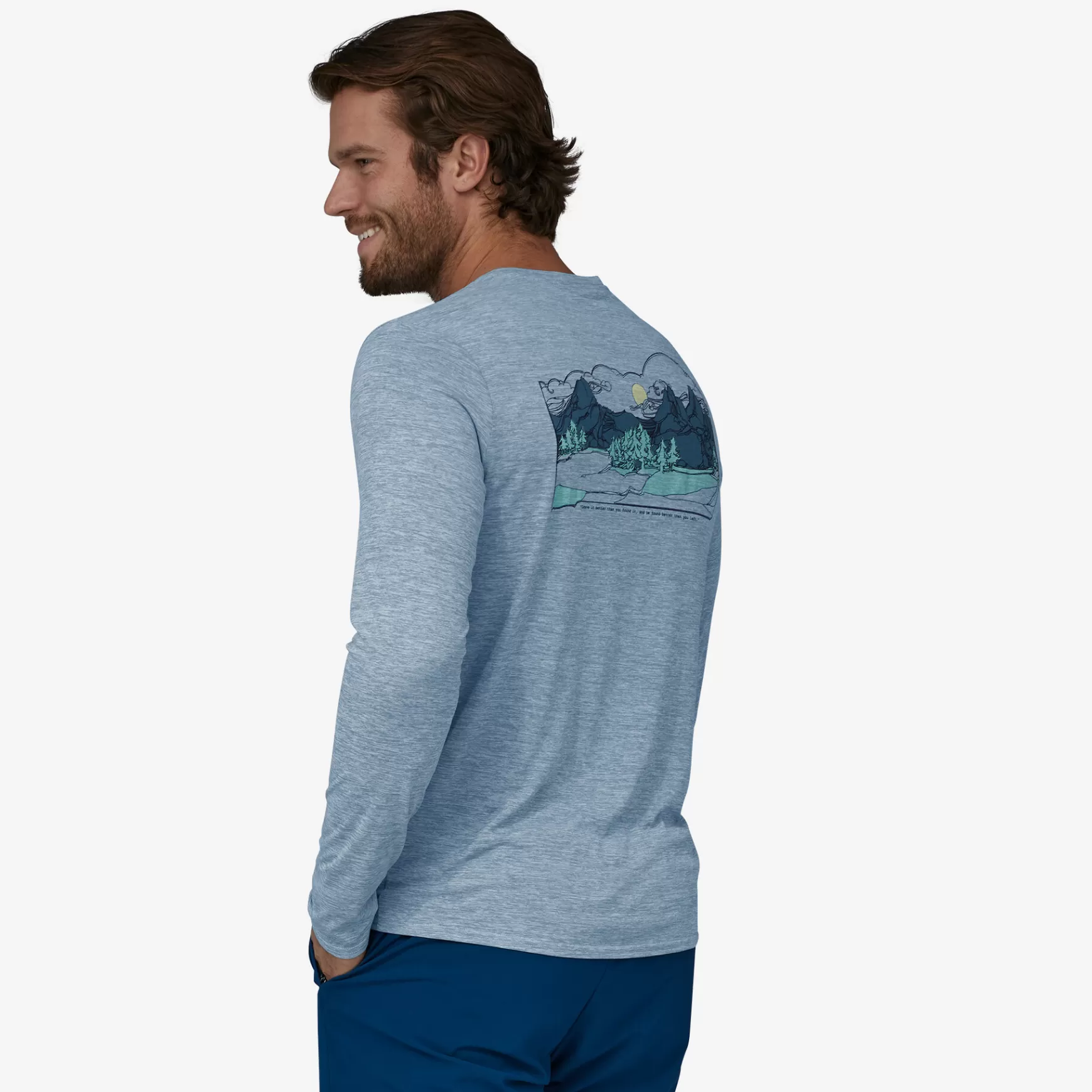 Patagonia Men'S Long-Sleeved Capilene® Cool Daily Graphic Shirt-Lands Lost And Found: Steam Blue X-Dye Sale