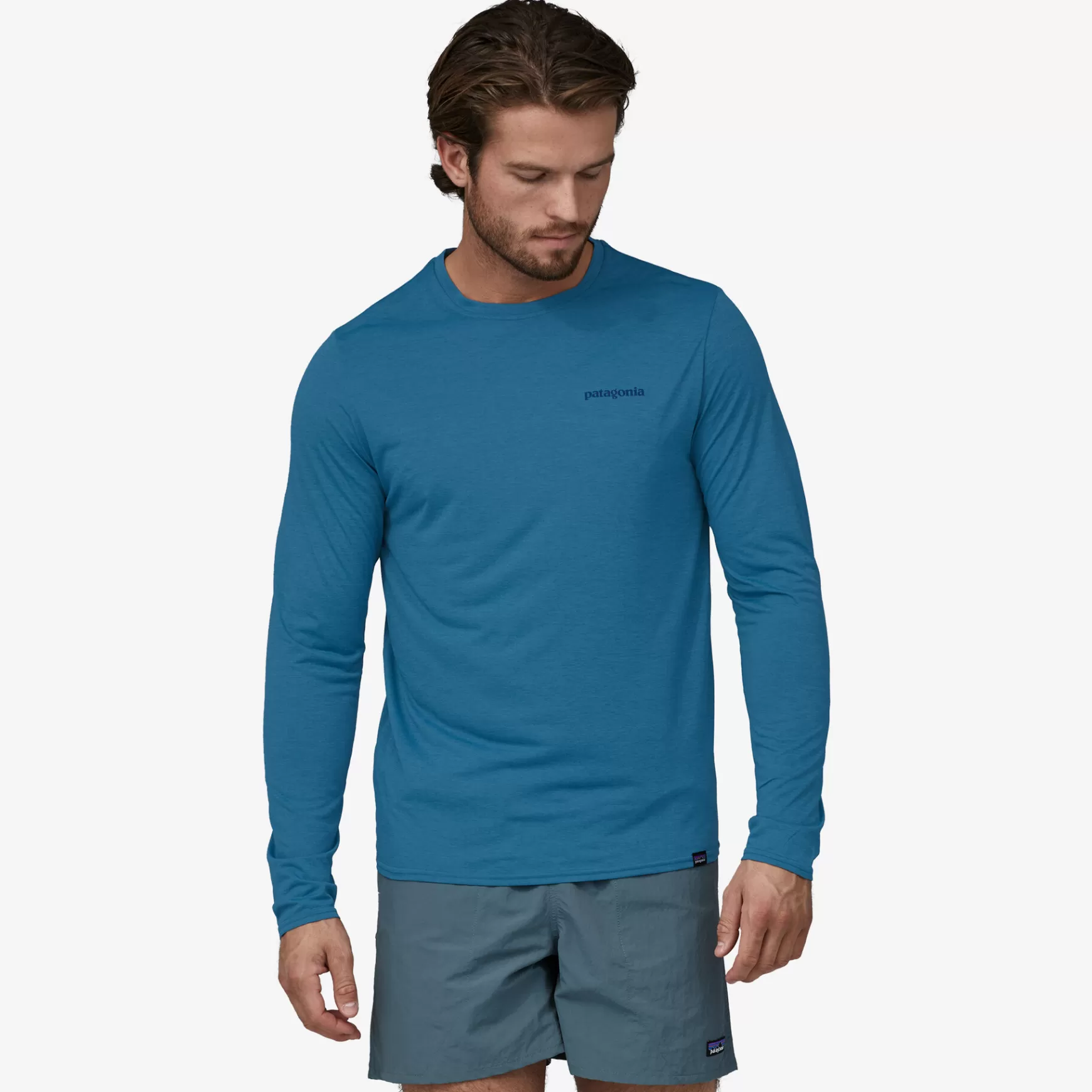 Patagonia Men'S Long-Sleeved Capilene® Cool Daily Graphic Shirt-Waters Boardshort Logo: Wavy Blue X-Dye Discount