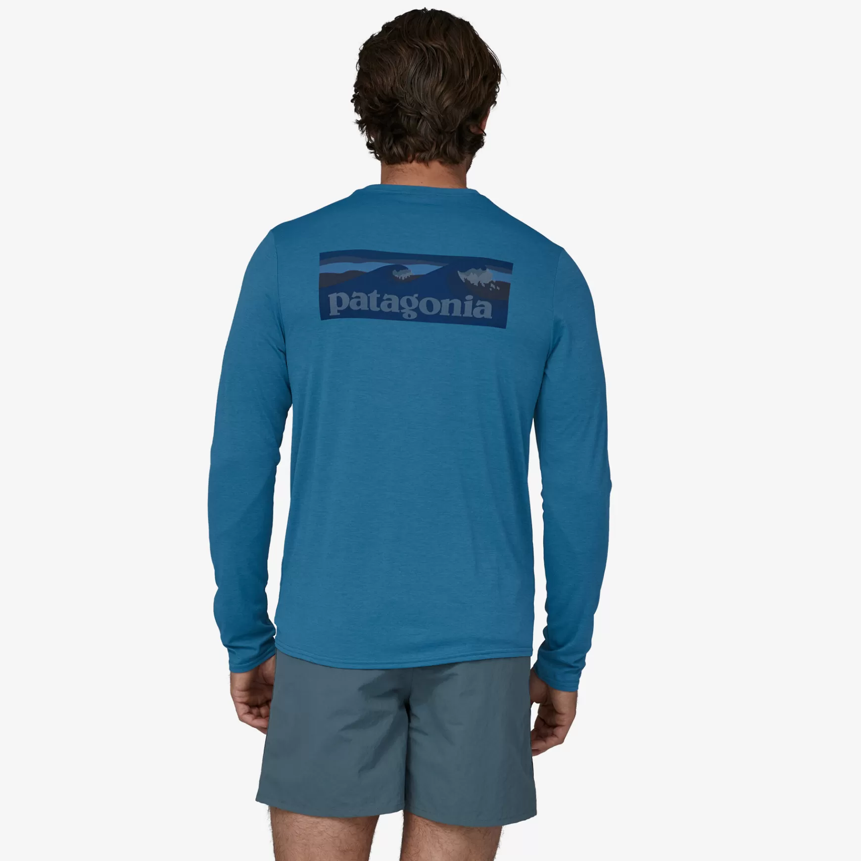 Patagonia Men'S Long-Sleeved Capilene® Cool Daily Graphic Shirt-Waters Boardshort Logo: Wavy Blue X-Dye Cheap