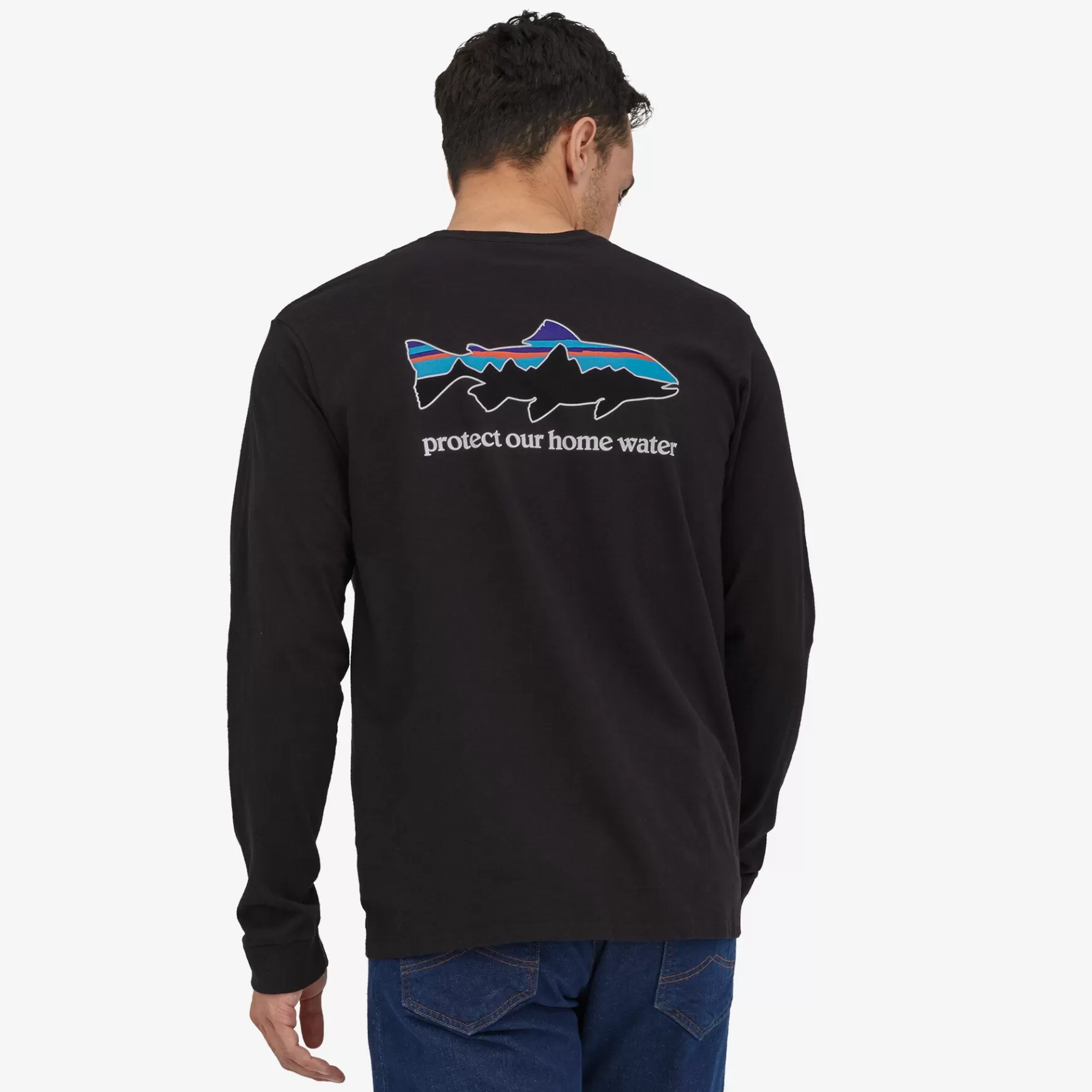 Patagonia Men'S Long-Sleeved Home Water Trout Responsibili-Tee Black Sale