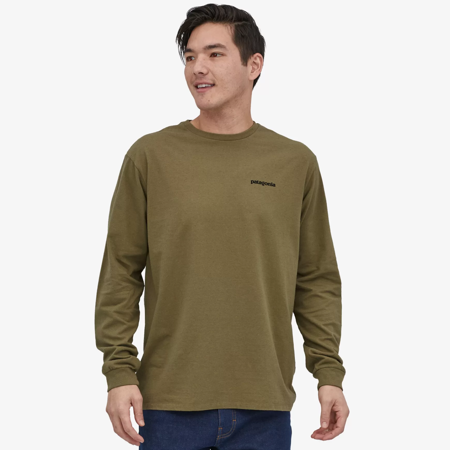 Patagonia Men'S Long-Sleeved P-6 Logo Responsibili-Tee Moray Khaki Best Sale