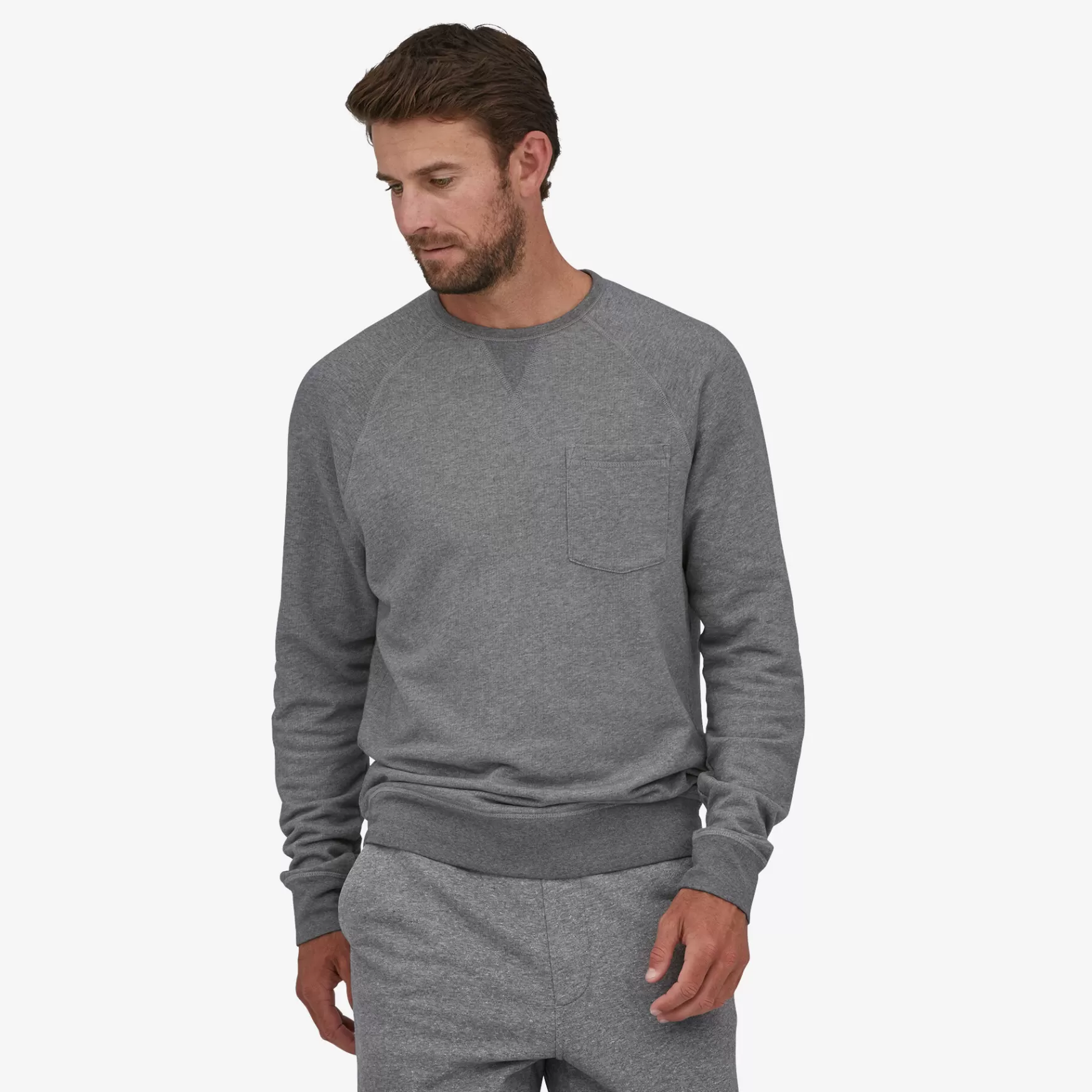 Patagonia Men'S Mahnya Fleece Crewneck Sweatshirt Noble Grey New