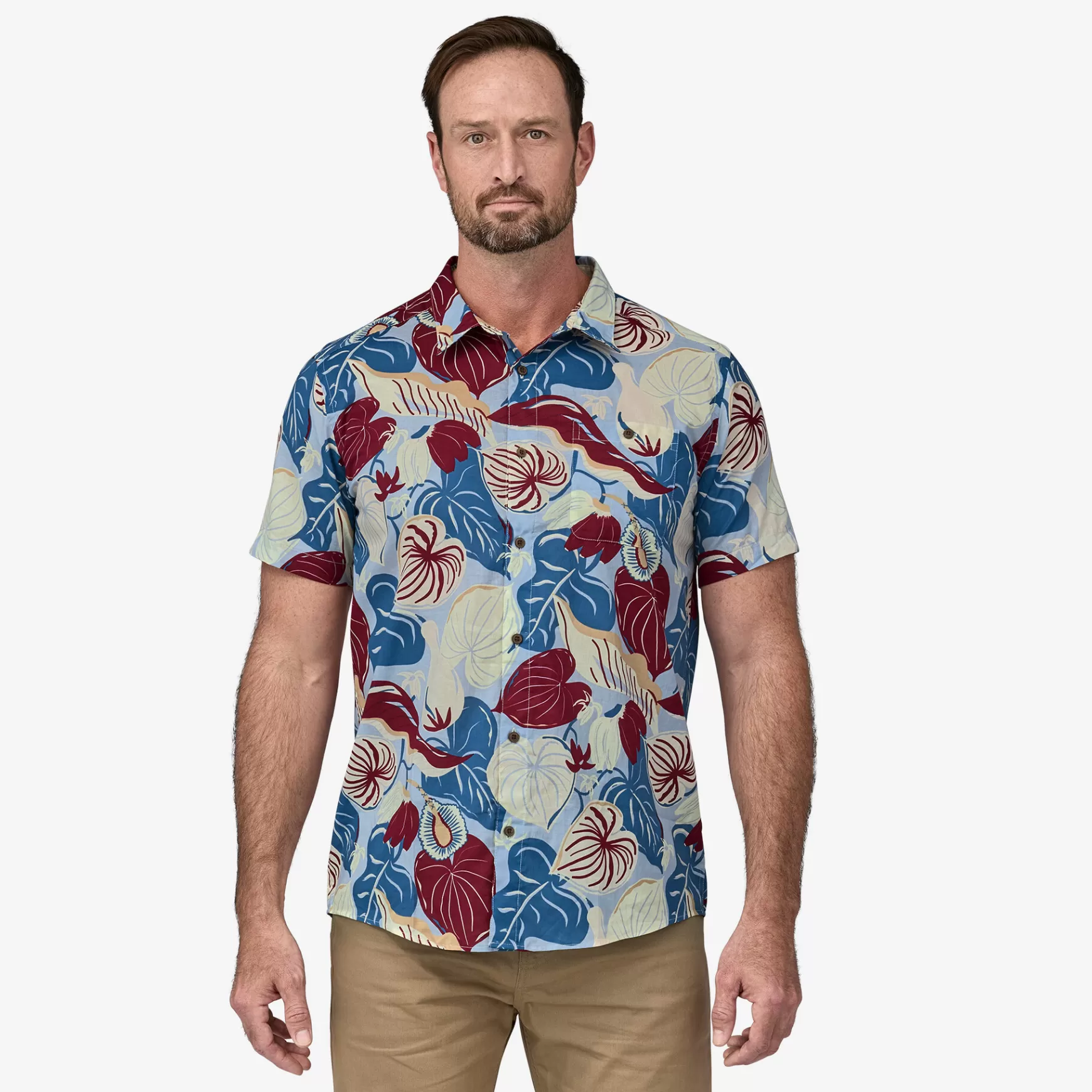 Patagonia Men'S Malihini Pataloha Shirt E 'Imiola: Steam Blue New