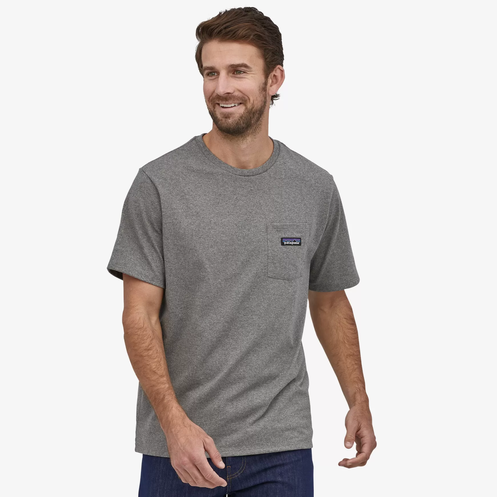 Patagonia Men'S P-6 Label Pocket Responsibili-Tee® Gravel Heather Cheap