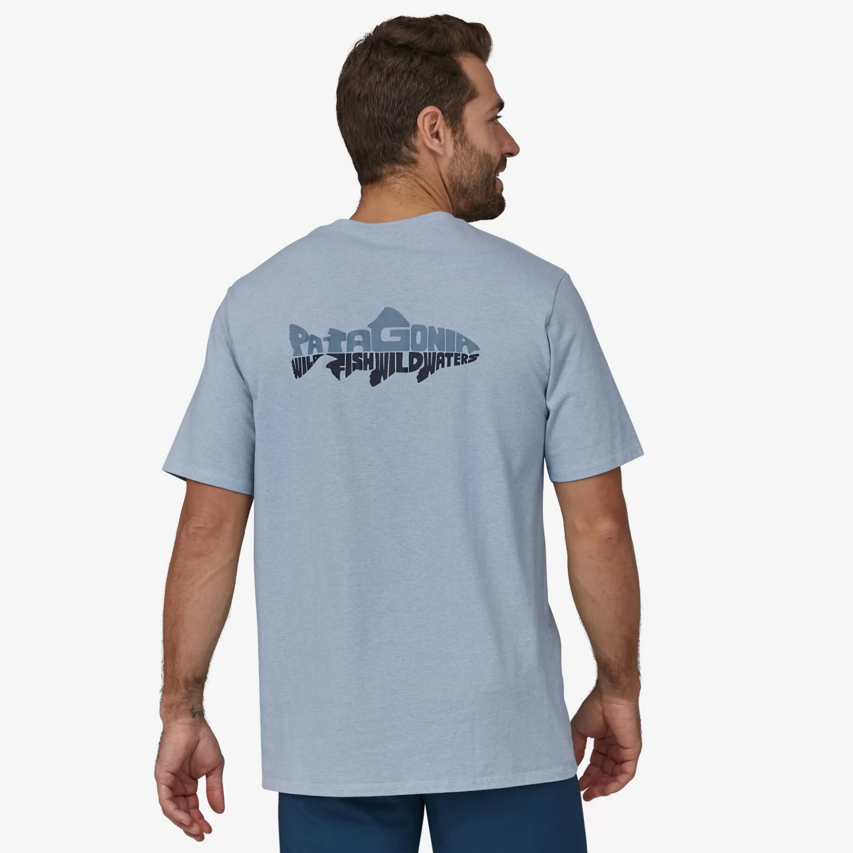 Patagonia Men'S Wild Waterline Pocket Responsibili-Tee Steam Blue Flash Sale