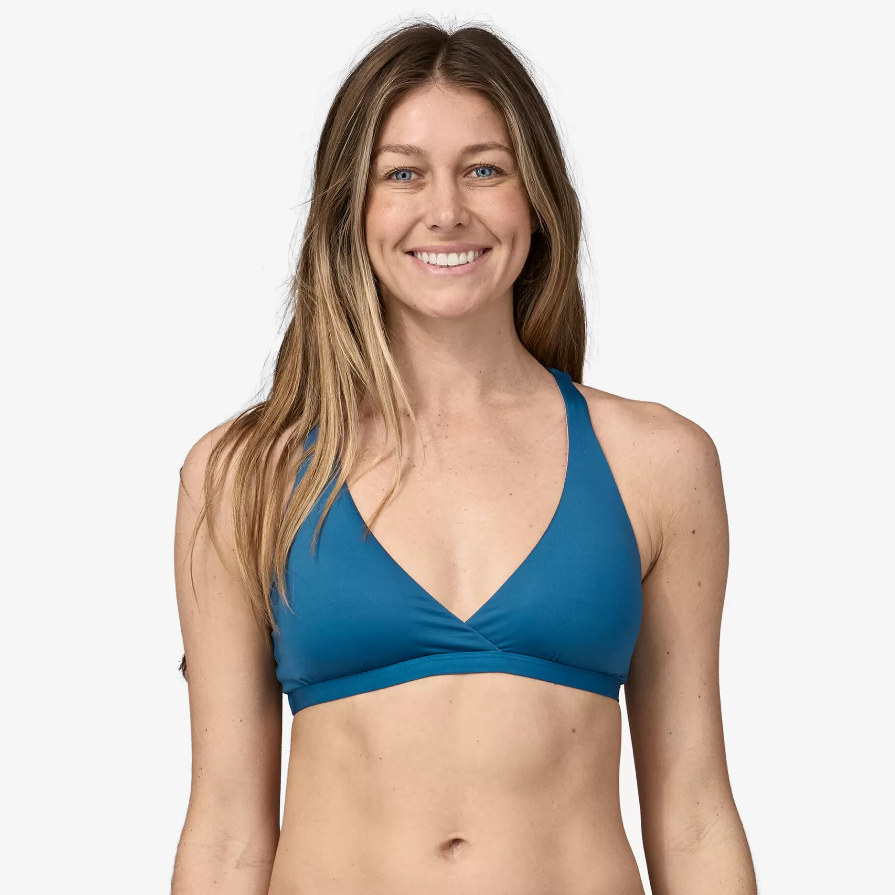 Patagonia Women'S Bottom Turn Racerback Bikini Top Wavy Blue Best Sale