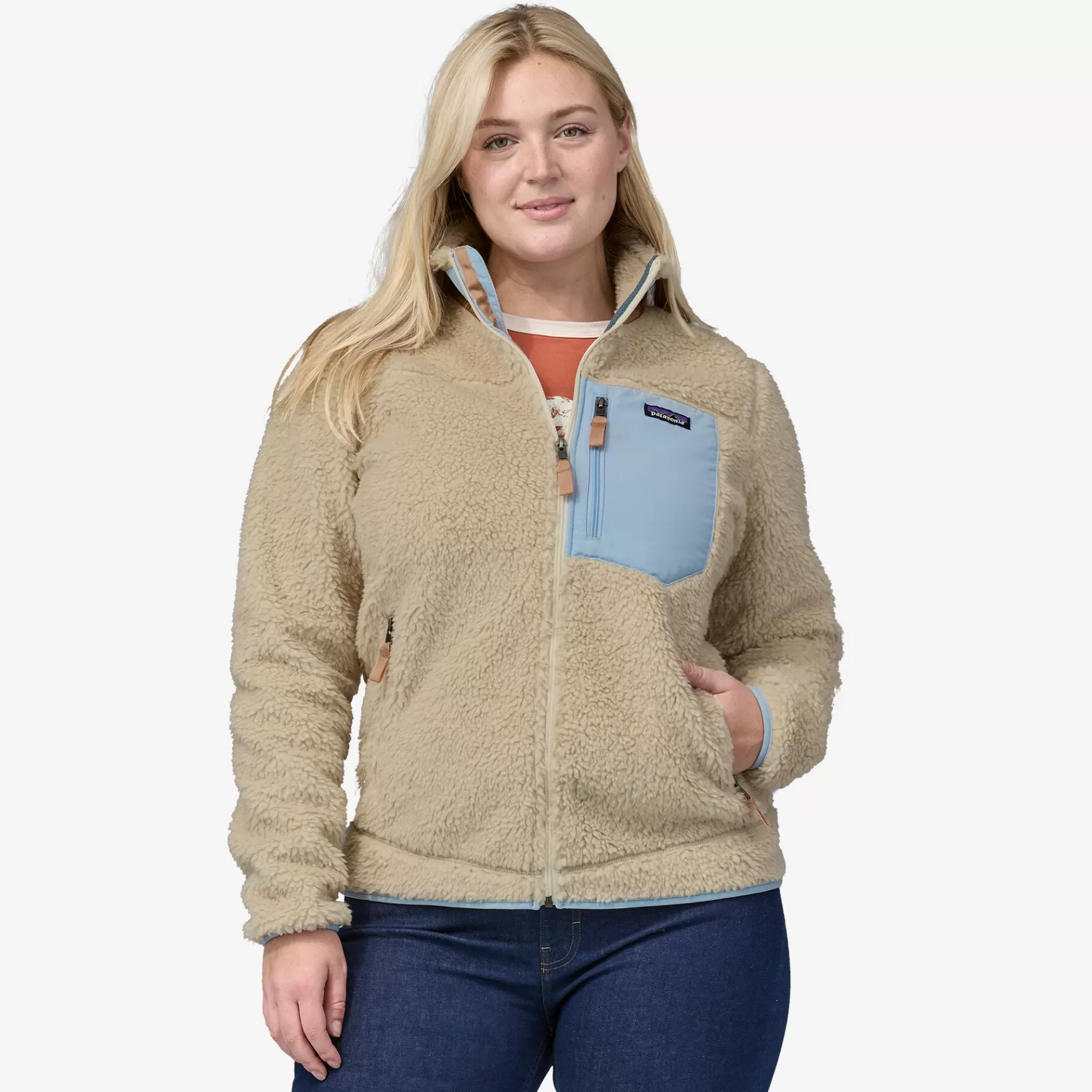 Patagonia Women'S Classic Retro-X Fleece Jacket Dark Natural W/Lago Blue Clearance