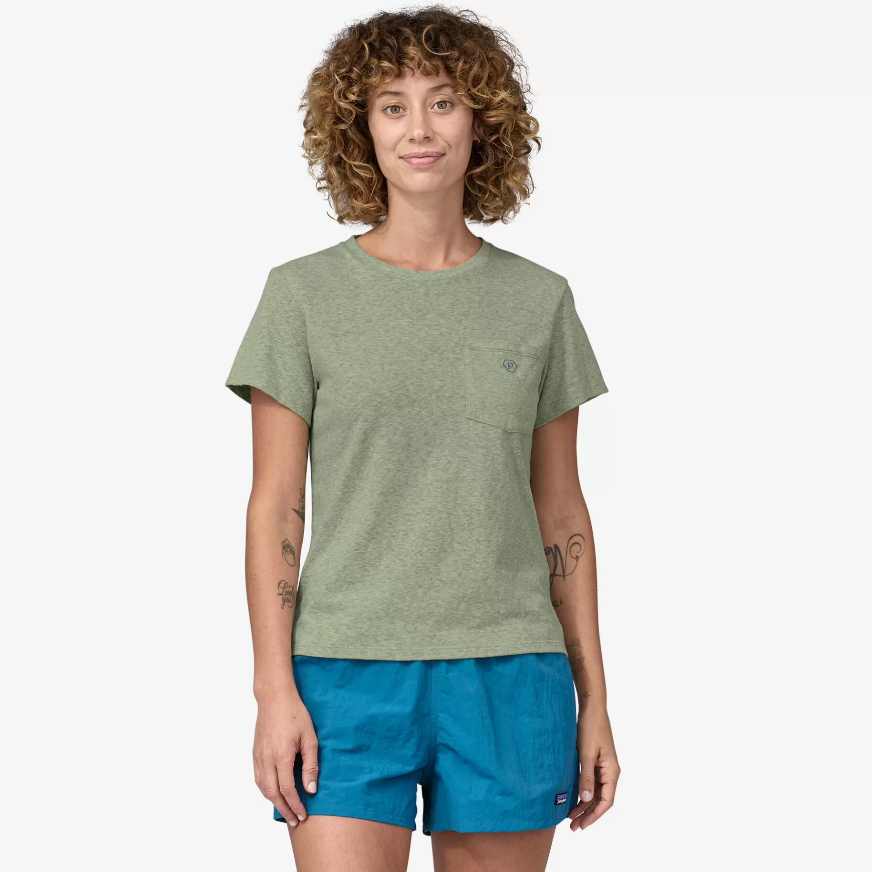 Patagonia Women'S Clean Climb Bloom Pocket Responsibili-Tee Salvia Green Clearance