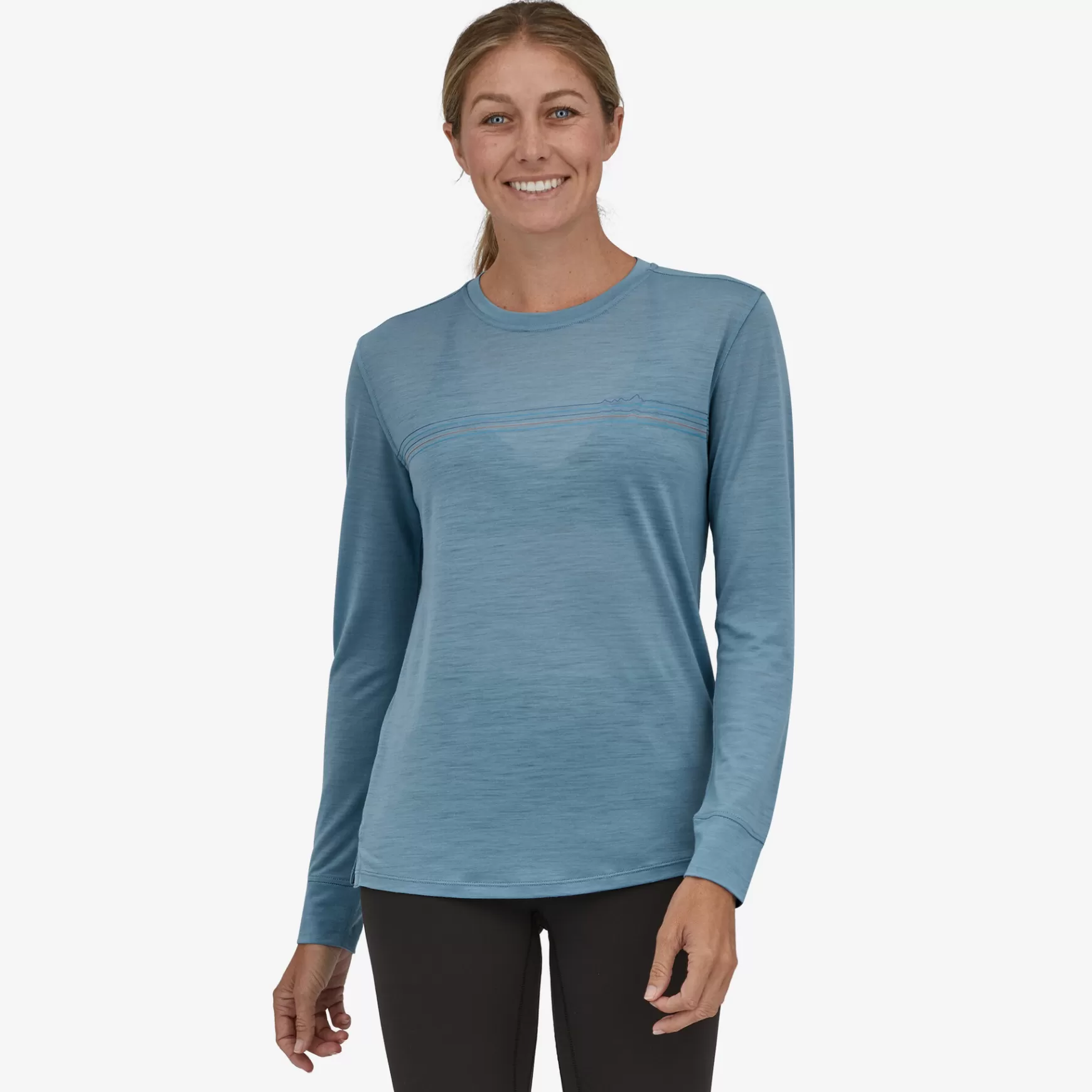 Patagonia Women'S Long-Sleeved Capilene Cool Merino Graphic Shirt Fitz Roy Fader: Light Plume Grey Outlet