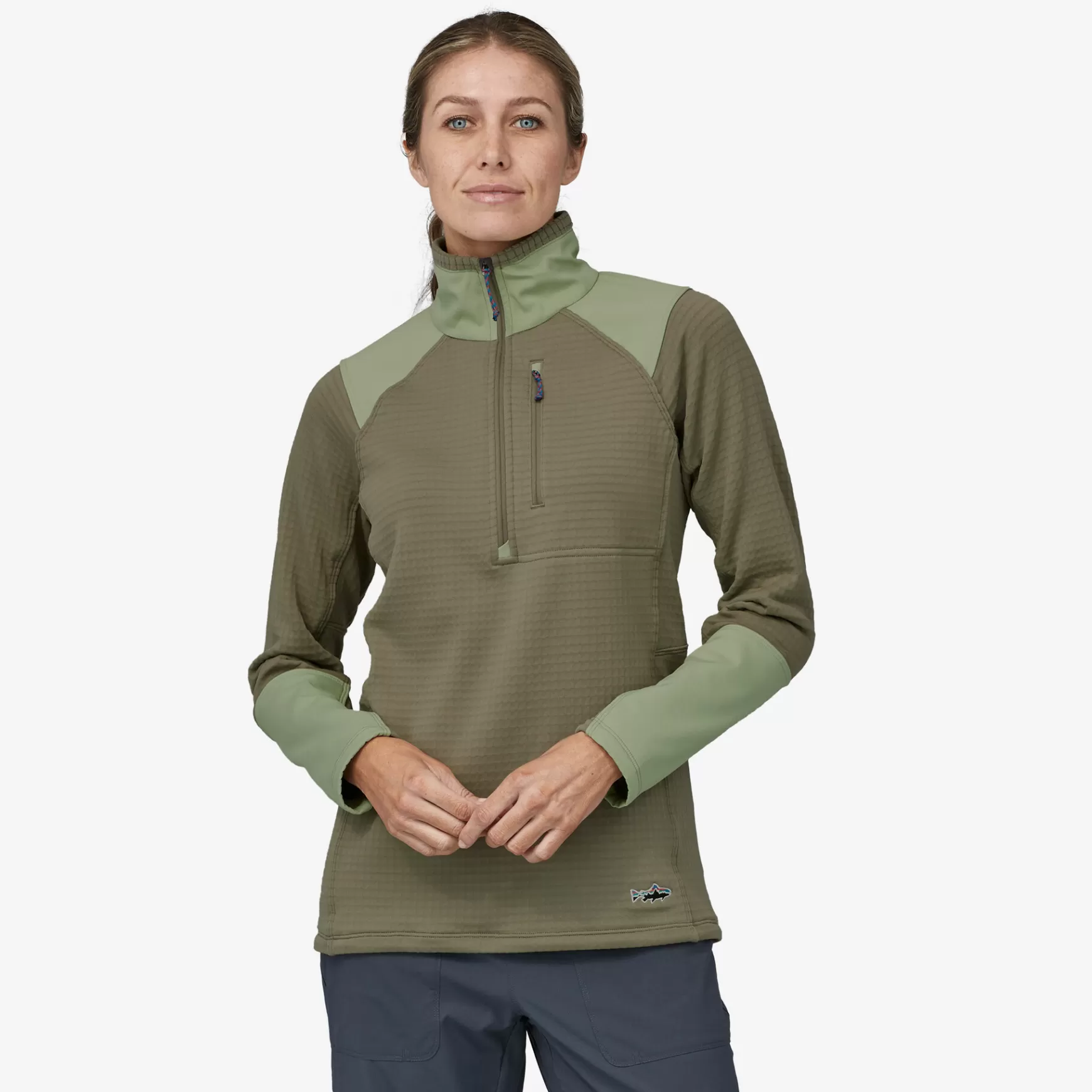 Patagonia Women'S Long-Sleeved R1 Fitz Roy Trout 1/4-Zip Garden Green Online