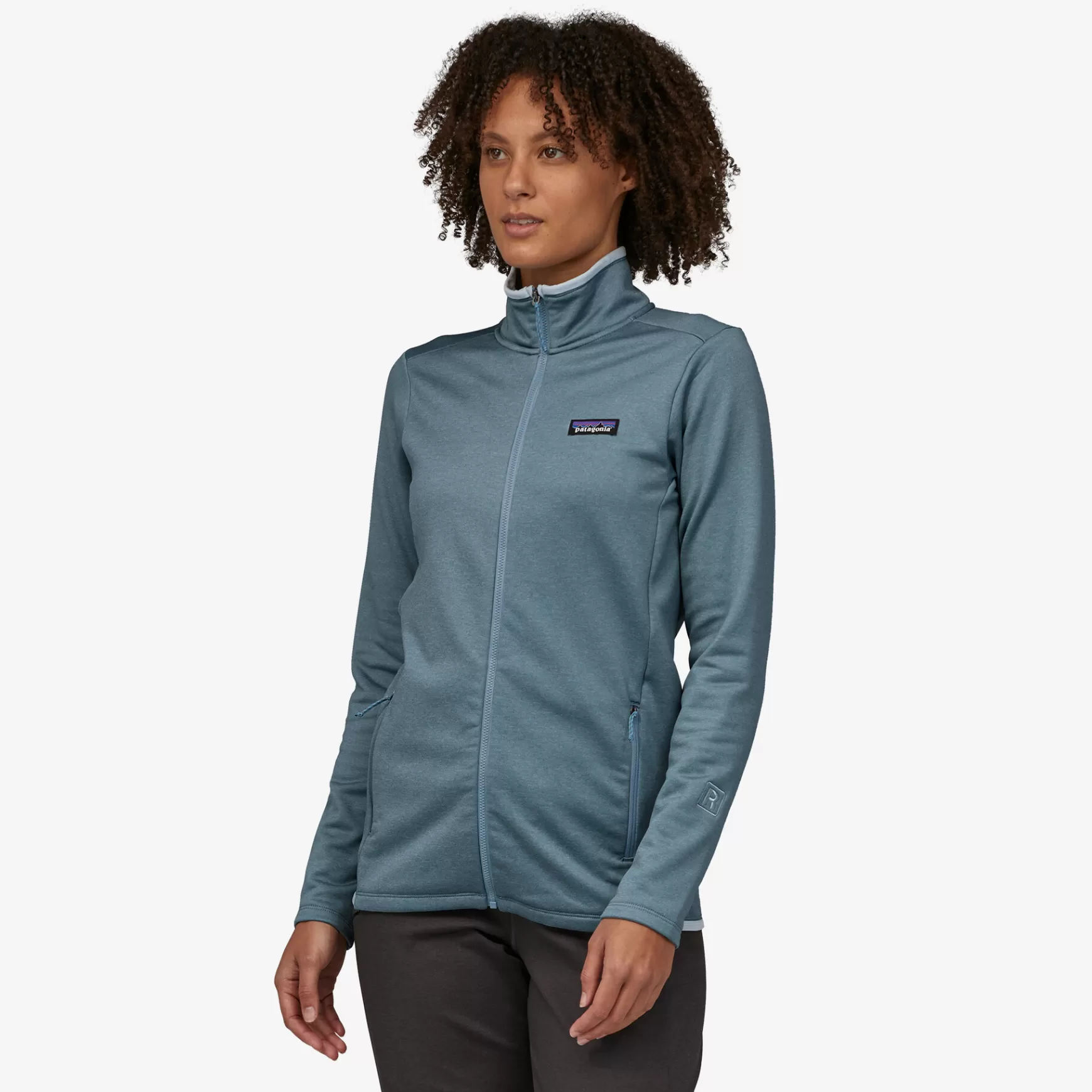 Patagonia Women'S R1 Daily Jacket Light Plume Grey-Steam Blue X-Dye New