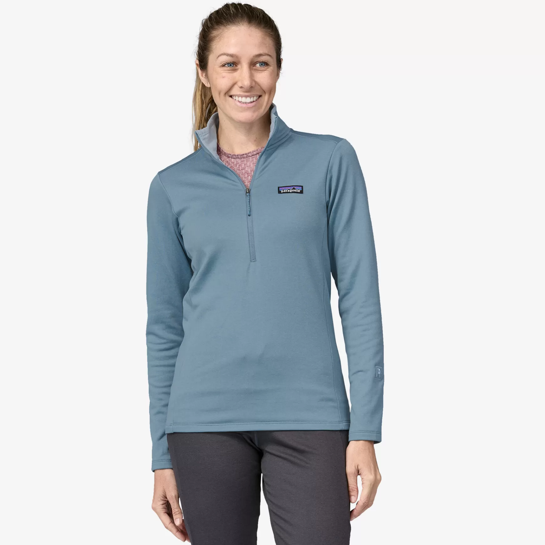 Patagonia Women'S R1 Daily Zip-Neck Light Plume Grey-Steam Blue X-Dye Store