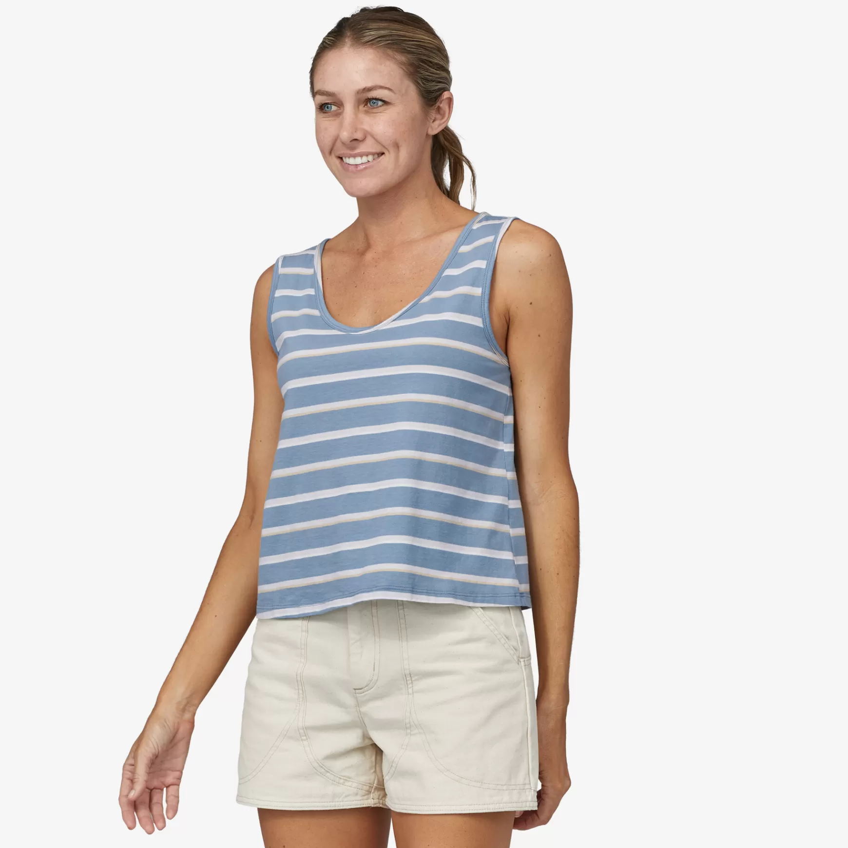 Patagonia Women'S Regenerative Organic Certified Cotton Tank Top Sunset Stripe: Light Plume Grey Sale