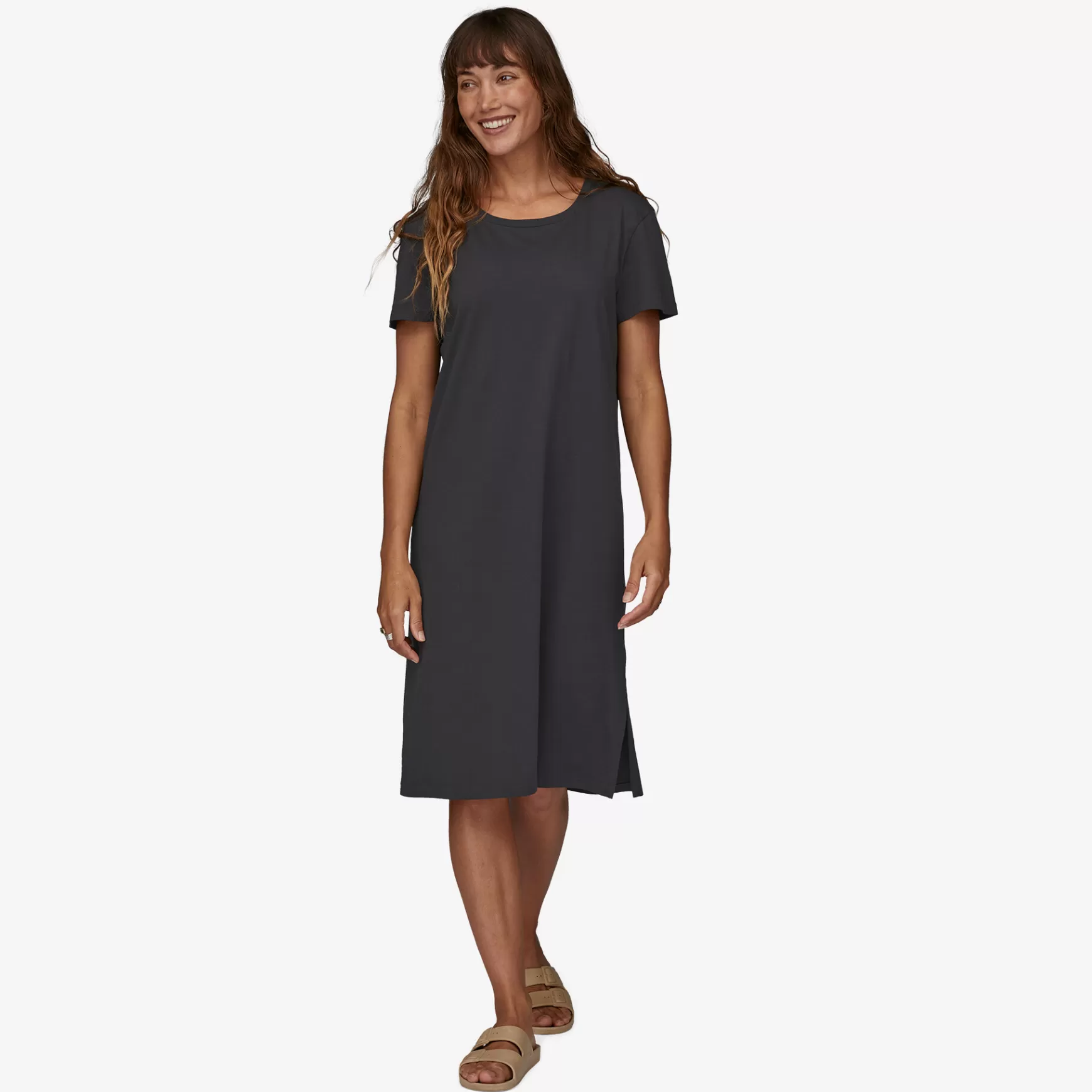 Patagonia Women'S Regenerative Organic Certified Cotton T-Shirt Dress Ink Black Clearance