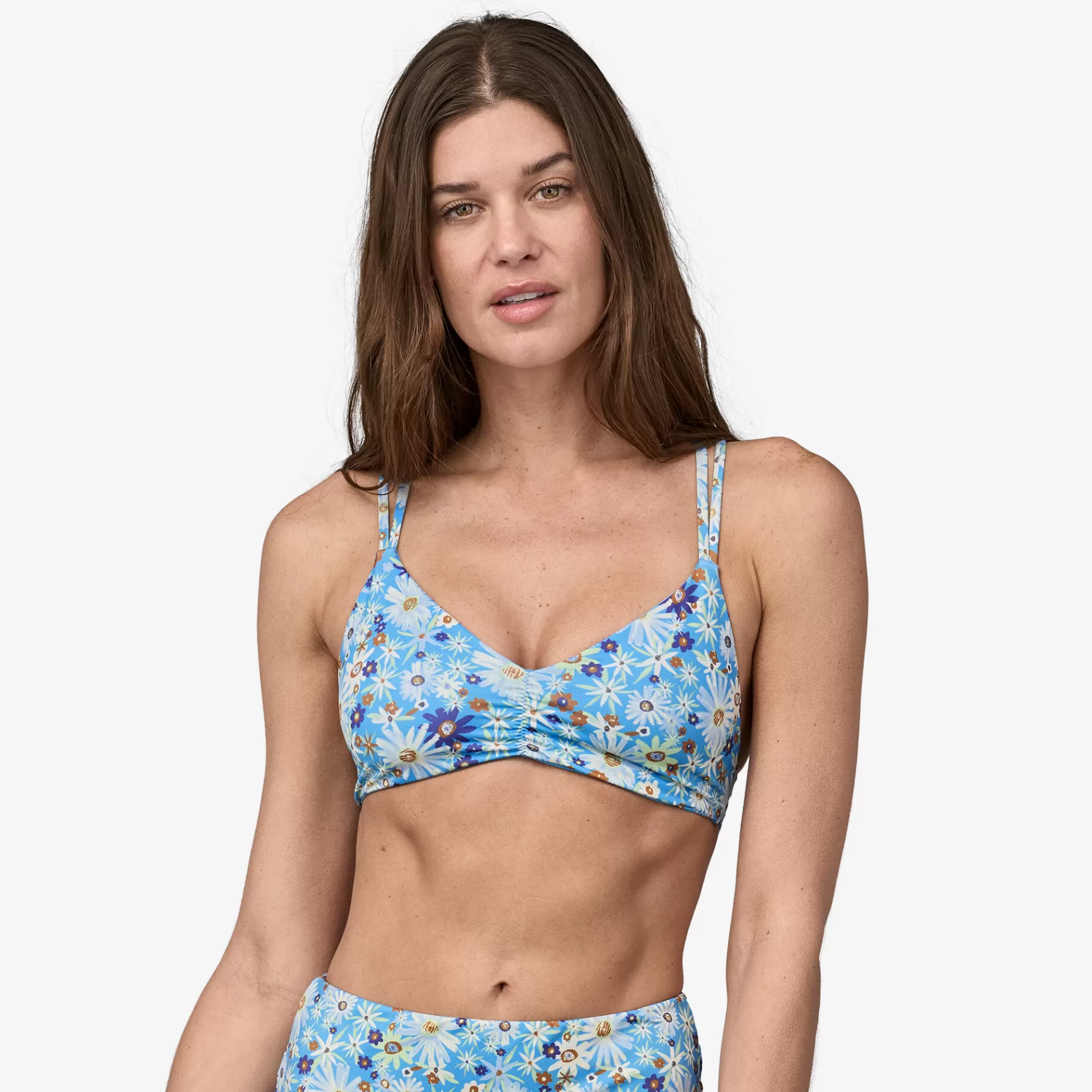 Patagonia Women'S Reversible Seaglass Bay Bikini Top Primavera: Lago Blue New