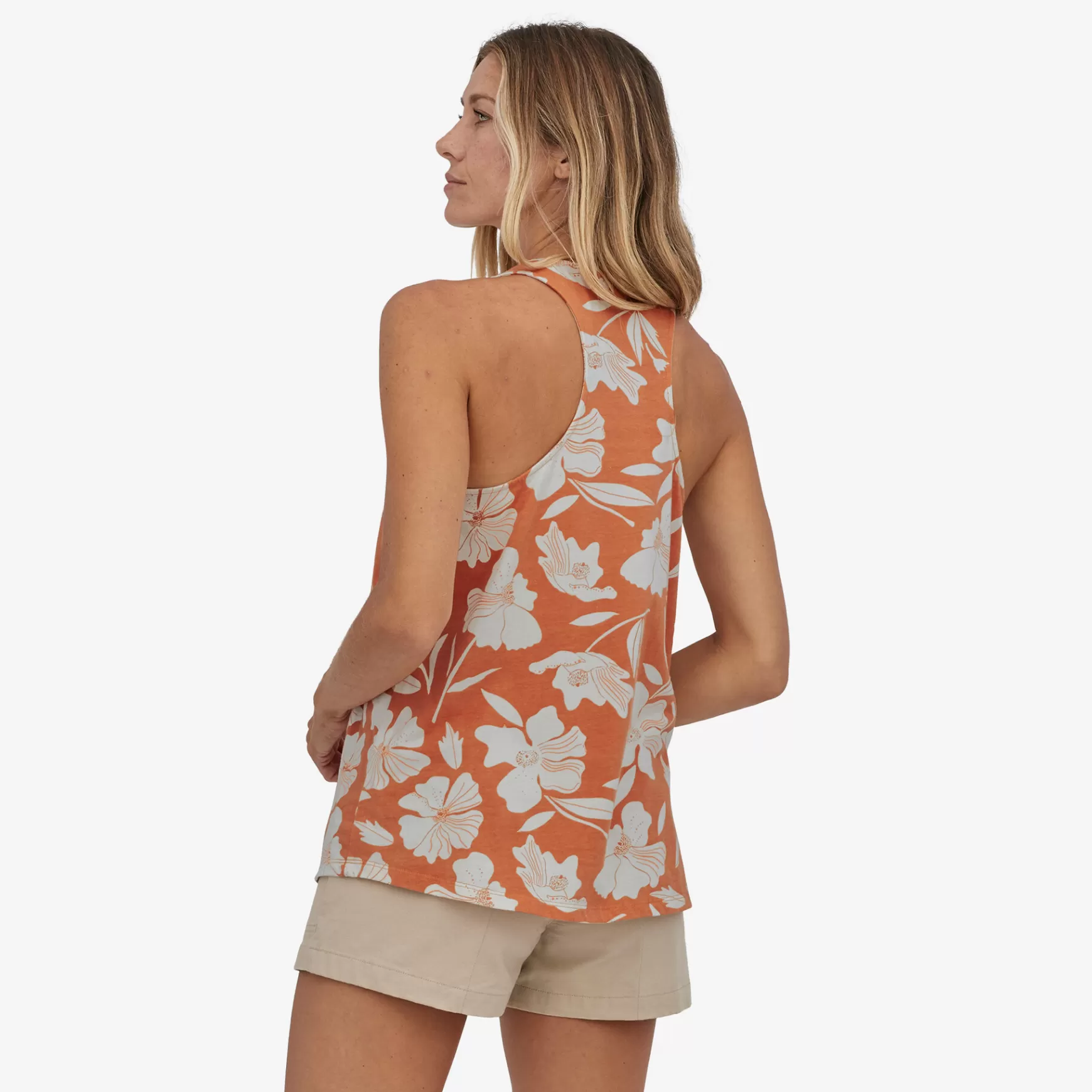 Patagonia Women'S Wander Crest Organic High-Neck Tank Top Oak St Big: Toasted Peach New